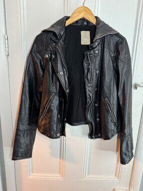 Free People Black Leather Jacket (Vegan Leather)